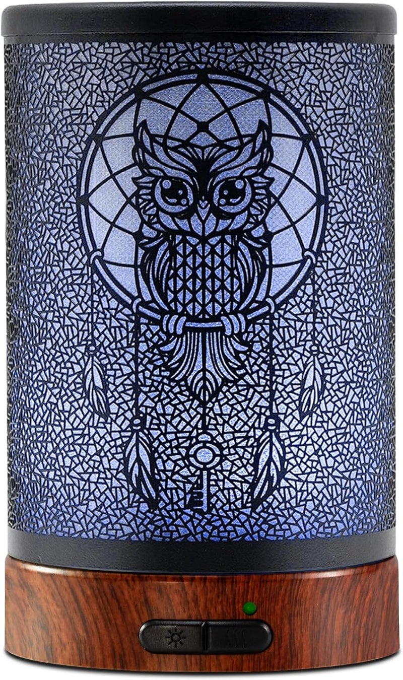 EQUSUPRO Essential Oil Diffuser 150ml Metal Aromatherapy Oil Diffuser Ultrasonic Cool Mist Diffuser with Auto Shut-Off Protection,7 Colors Changed LED for Home Office SPA Yoga (Owl) - Image 1
